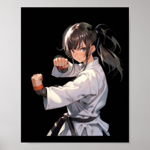 Karate Anime Girl Taekwondo Fighter Martial Arts  Poster