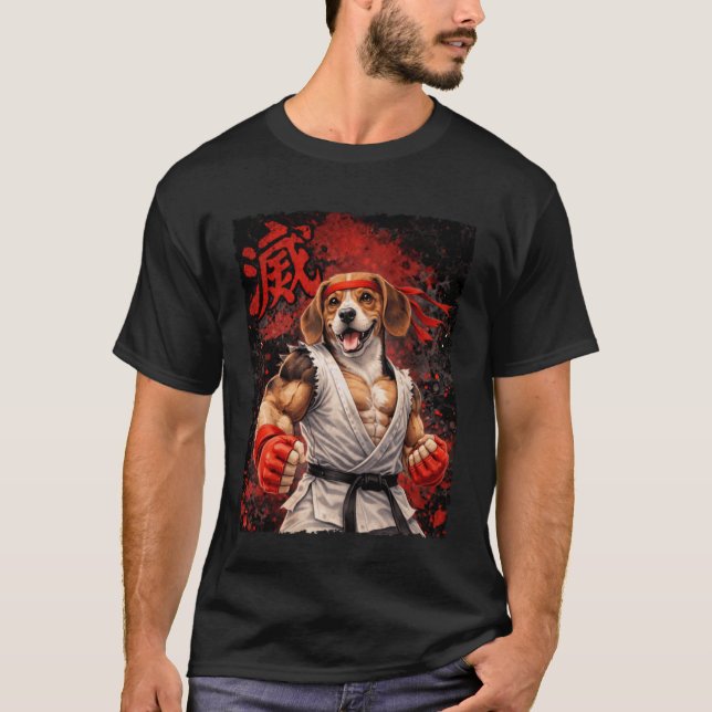 Karate Beagle Dog Fighter T-Shirt (Front)