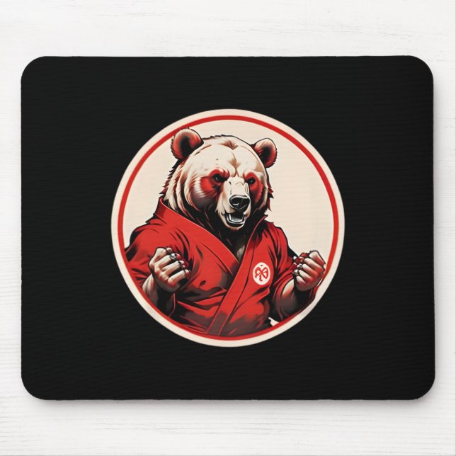 Karate Bear Plush - Martial Arts Inspired Red Home Mouse Pad (Front)