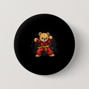 Karate Bear With Power And Precision For Kids 6 Cm Round Badge