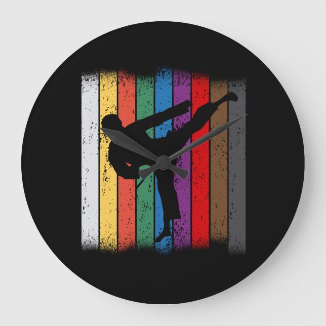 Karate Belt Colors Silhouette Large Clock (Front)