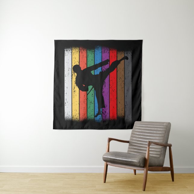 Karate Belt Colors Silhouette Tapestry (In Situ)