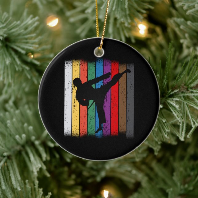 Karate Belt Colours Silhouette Ceramic Tree Decoration (Tree)