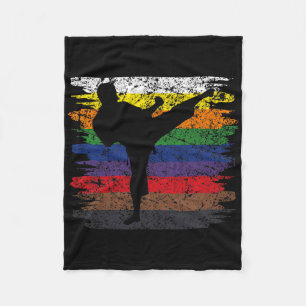 Karate Belt Colours Silhouette Martial Arts Men Bo Fleece Blanket