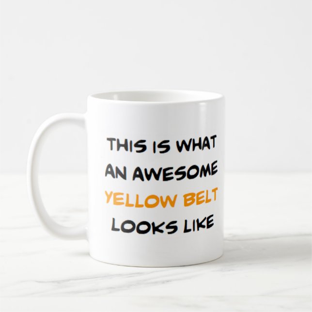 karate belt yellow, awesome coffee mug (Left)