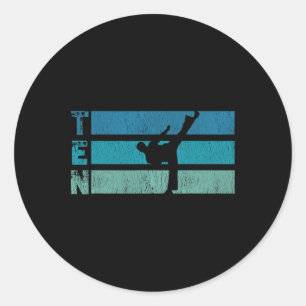 Karate Birthday 10 Year Year Taekwondo Boy 10th Bi Classic Round Sticker
