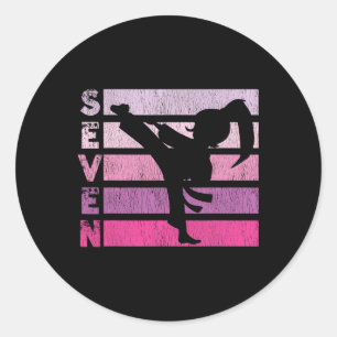 Karate Birthday 7 Year Year Taekwondo Girl 7th Bir Classic Round Sticker
