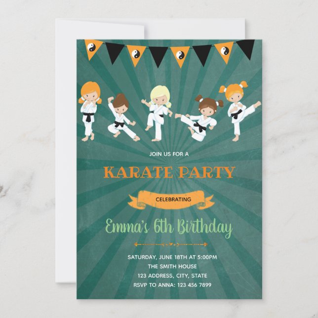 Karate Birthday Party Invitation (Front)