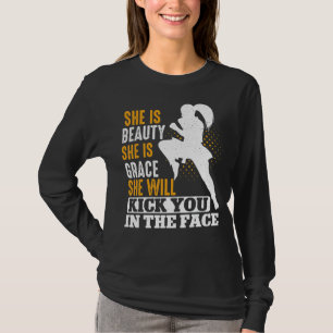 Karate Black Belt Gi Uniform Girl Women She Is Bea T-Shirt