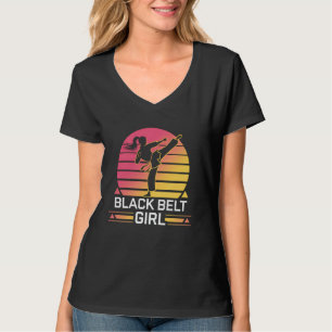 Karate Black Belt Girl Martial Arts Sunset Trainin T-Shirt