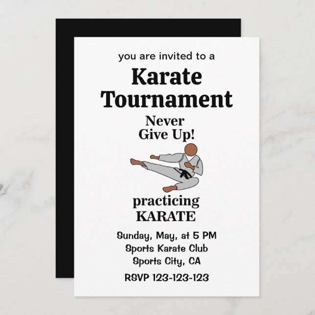 Karate Black Belt Martial Arts Tournament Invitation (Front/Back)