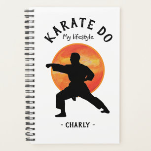 Karate Black Silhouette Rising Sun Weekly Monthly Planner