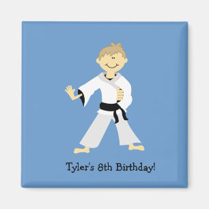 KARATE Boy Blackbelt Birthday Favour magnet
