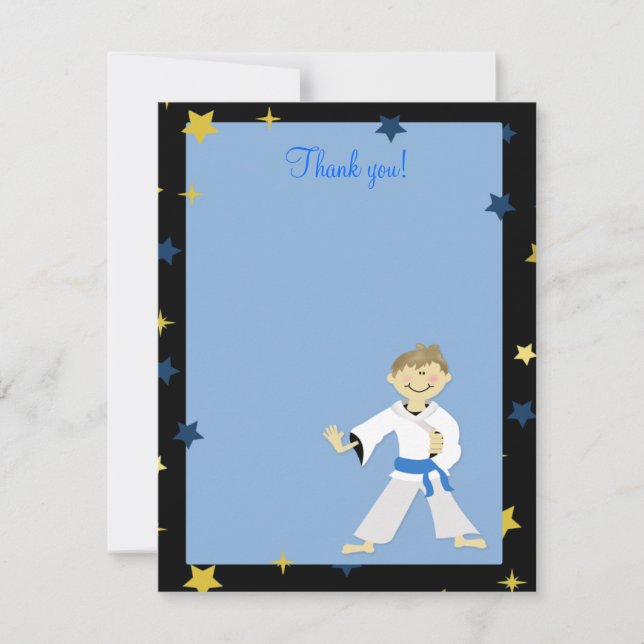 KARATE BOY Blue Belt 4x5 Flat Thank you note Card (Front)