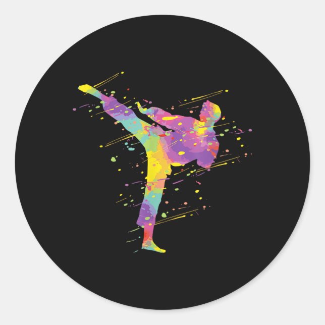 Karate Boy Classic Round Sticker (Front)