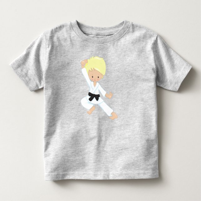 Karate Boy, Cute Boy, Black Belt, Blonde Hair Toddler T-Shirt (Front)