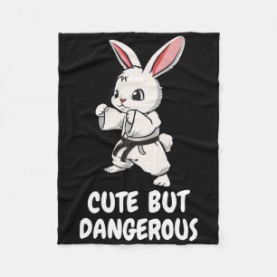 Karate Bunny Cute But Dangerous Funny Martial Arts Fleece Blanket