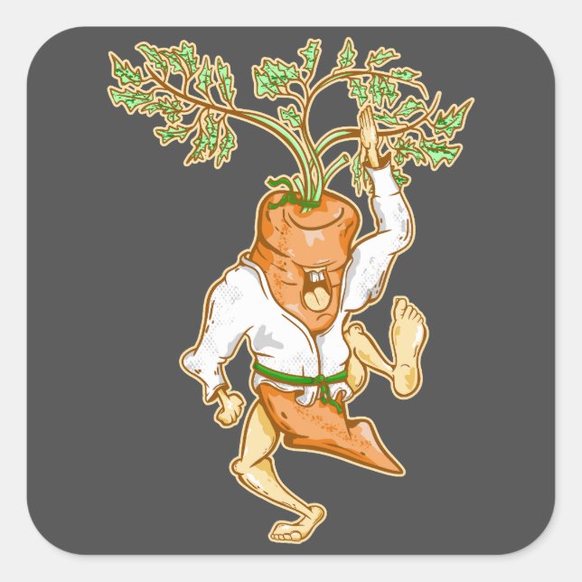 Karate carrot martial arts square sticker (Front)