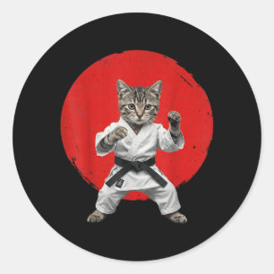 Karate Cat Black Belt Funny Martial Arts Judo Classic Round Sticker