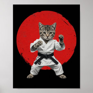 Karate Cat Black Belt Funny Martial Arts Judo Japa Poster