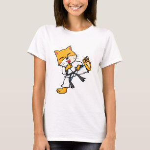 Karate Cat Cartoon Funny T-Shirt