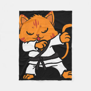 Karate Cat Dab Dance Martial Arts Dabbing Comt Spo Fleece Blanket