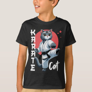 Karate Cat Gi Black Belt Martial Arts Kick Feline T-Shirt