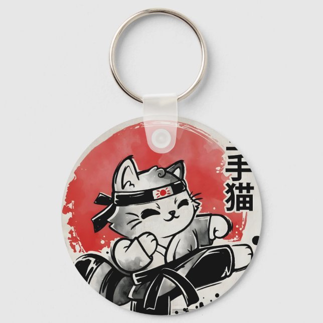 Karate Cat Key Ring (Front)