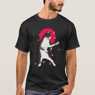 Karate Cat Parody Red Sun Samurai T-Shirt