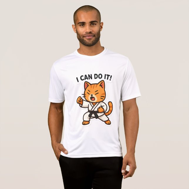 Karate Cat Sticker T-Shirt (Front Full)