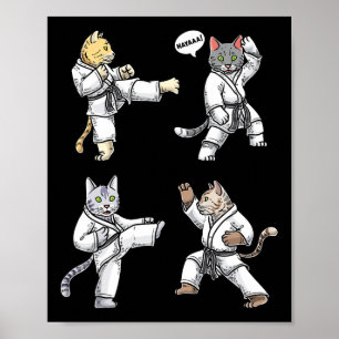 Karate Cats Martial Art Training Black Belt Taekwo Poster
