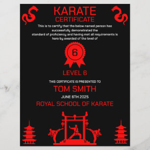 Karate Certificate Award