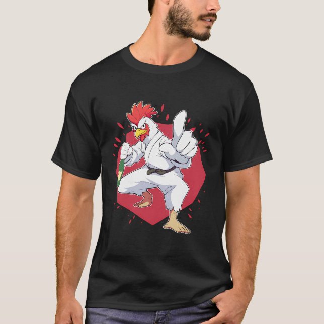 Karate Chick Chop Fighting Funny Cluck Master T-Shirt (Front)