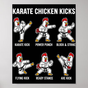 Karate Chicken Kicks Funny Martial Arts Move Chart