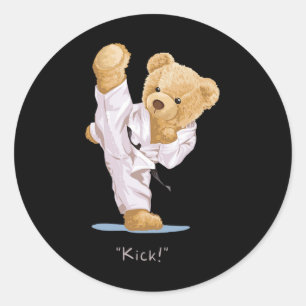 Karate Children's Bear Taekwondo Boys Men Tee Classic Round Sticker