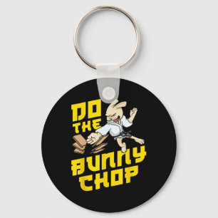 Karate Chop Action Bunny Pun Martial Arts Kids Boy Key Ring