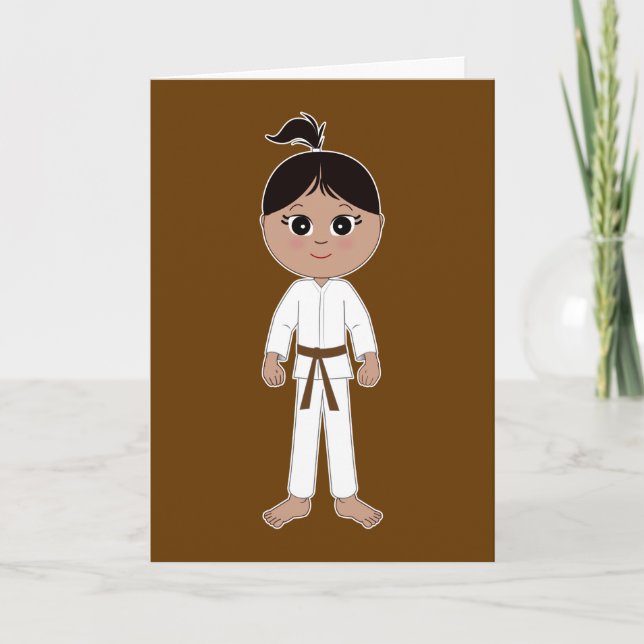 Karate Congratulations Brown Belt Girl Card (Front)