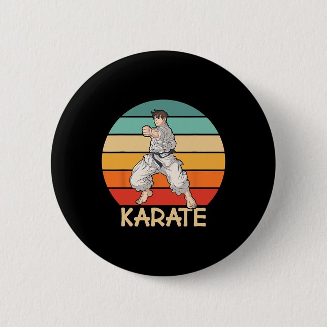 Karate Cool Karate Fighter Makes Punch In Karate  6 Cm Round Badge (Front)