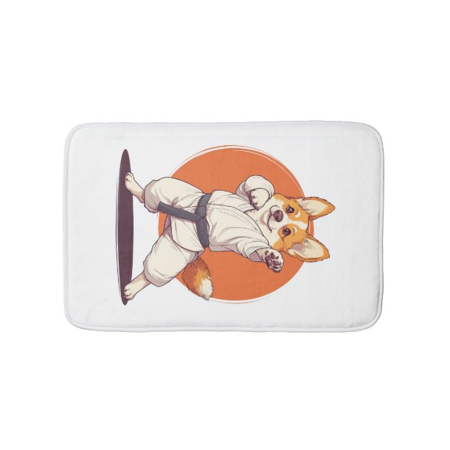 Karate Corgi � Martial Arts Dog Bath Mat (Front)