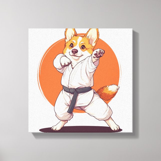 Karate Corgi � Martial Arts Dog Canvas Print (Front)