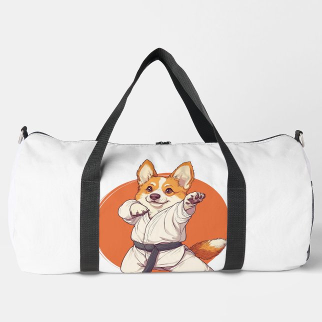 Karate Corgi � Martial Arts Dog Duffle Bag (Front)