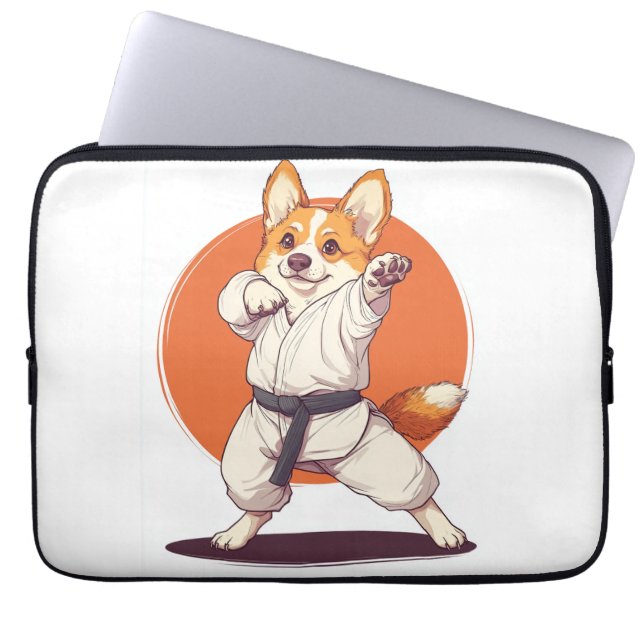 Karate Corgi � Martial Arts Dog Laptop Sleeve (Front)