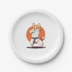 Karate Corgi � Martial Arts Dog Paper Plate