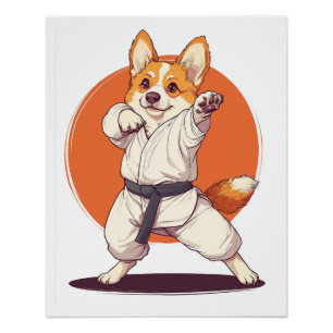 Karate Corgi � Martial Arts Dog Poster