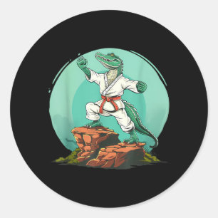 Karate Crocodile Motif Taekwondo Jiu-Jitsu MMA Classic Round Sticker