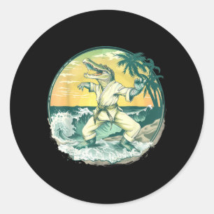 Karate Crocodile Motif Taekwondo Jiu-Jitsu MMA Classic Round Sticker