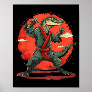 Karate Crocodile Motif Taekwondo Jiu-Jitsu MMA Poster