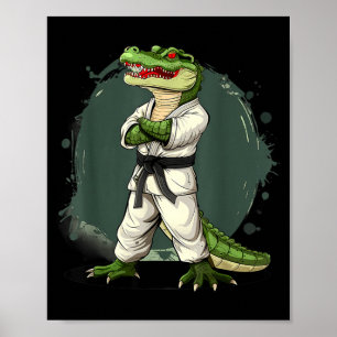 Karate Crocodile Motif Taekwondo Jiu-Jitsu MMA Poster