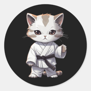 Karate Cute Kitten Martial Arts Kitty For Cat Love Classic Round Sticker