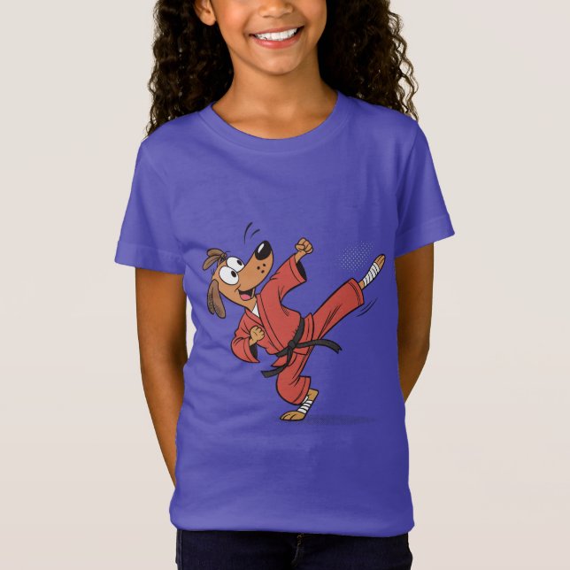 Karate Dog in Action – Funny Martial Arts Cartoon  T-Shirt (Front)